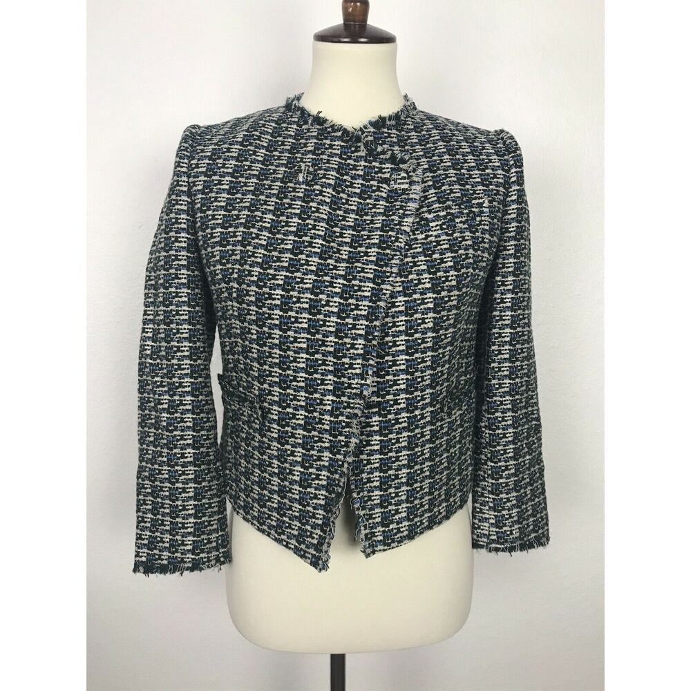 Band of Outsiders Tweed Raw Trim Single Breast Blazer
